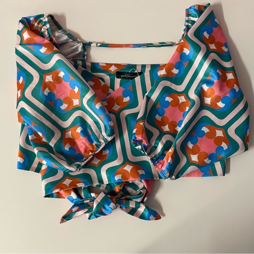 GoodTime USA Retro-Inspired Wrap Crop Top NWT Size S